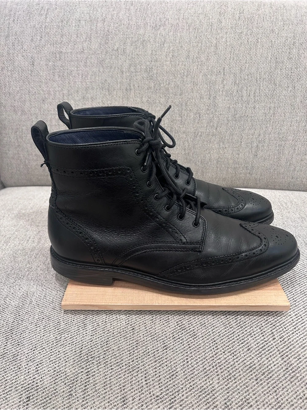 Cole Haan Black Leather Brogue Chukka Boots